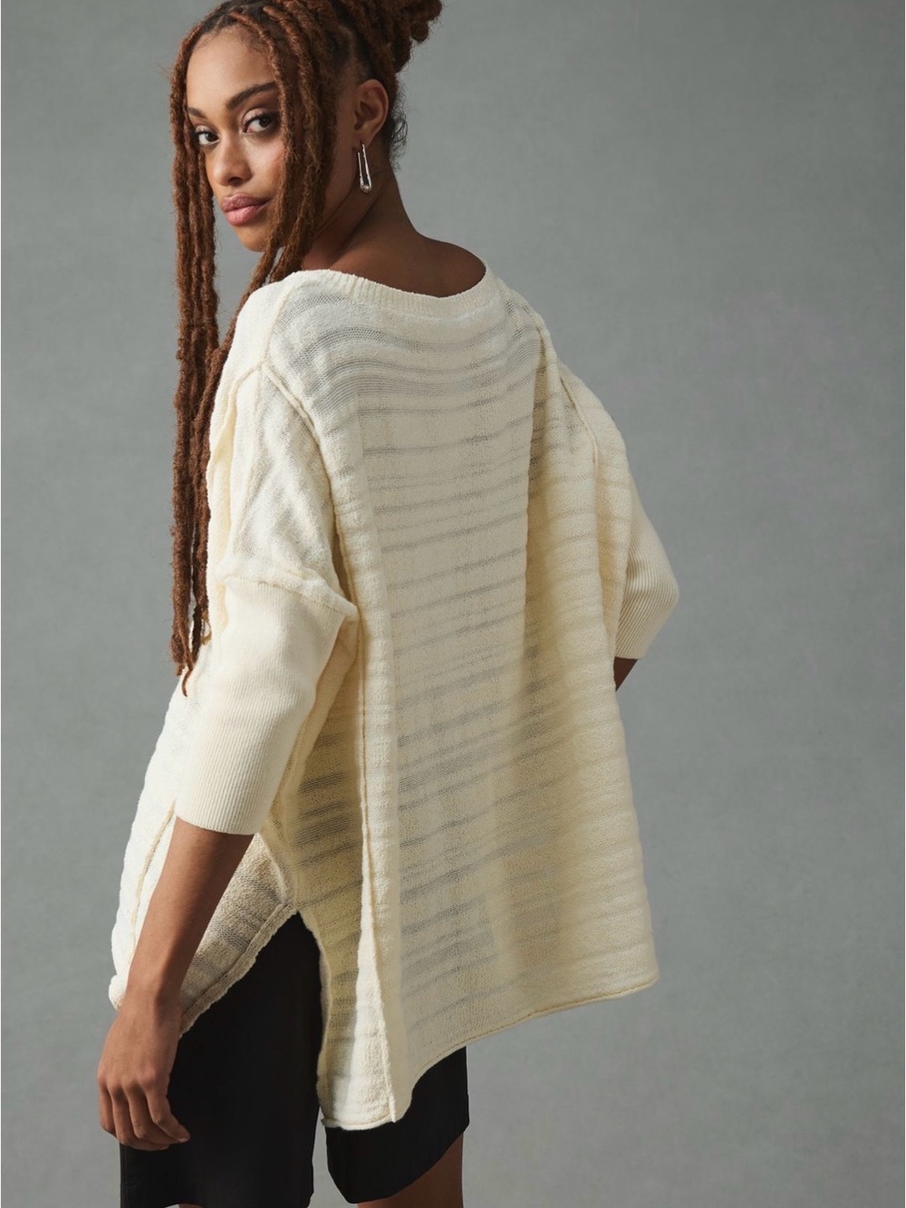 Pilcro Lightweight Cream Knit Pullover - Picture 3 of 9